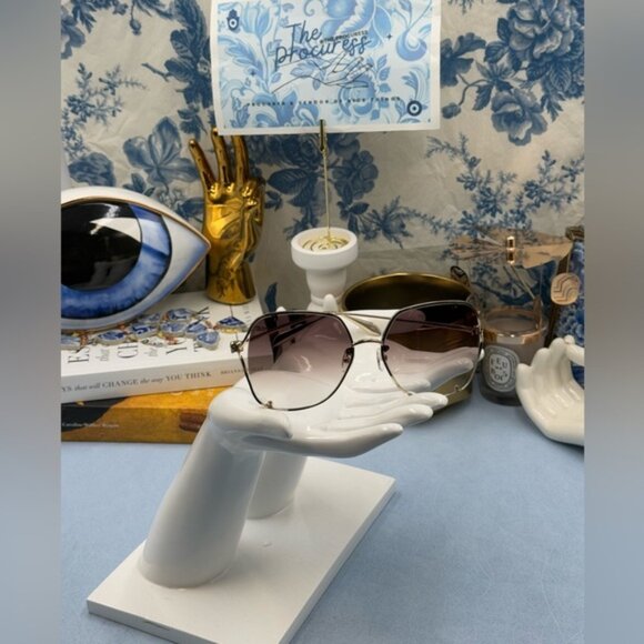 🆕 ALEXANDER MCQUEEN 🧿 NWOT AM0366S002 Gold Wire Rimmed Butterfly Shape Glasses - Picture 16 of 16